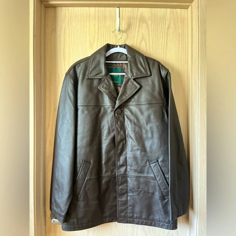 Men’s DANIER Vintage Dark Brown Heavyweight Faux Leather Jacket - Picture 2 of 16